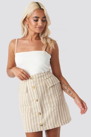 Striped Mini Skirt Beige