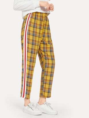 Plaid Striped Tape Side Pants