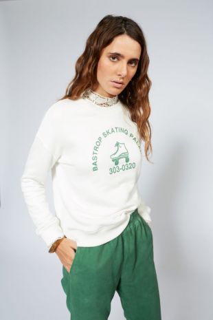 SWEAT COL ROND SÉRIGRAPHIÉ EN COTON MÉLANGÉ BLANC/WHITE