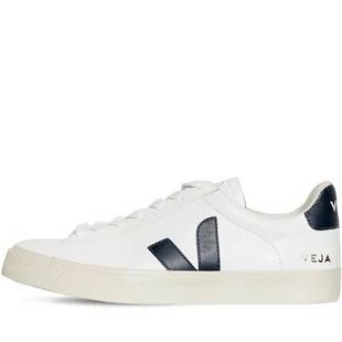 Veja Leather Sneakers "campo" 20 mm - White/Navy Blue