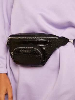 black croc bum bag