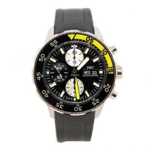 IWC Aquatimer Black DIal Stainless Steel Rubber Automatic Chronograph Men's Watch 3767-02