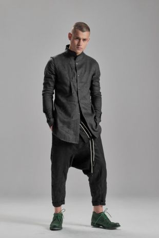 Button Down Mens Jacket / Long Sleeved Grey Shirt/ Wool Shirt/ Mens Futuristic Clothing/ Grey Urban Clothing/ Mens Modern Top Par POWHA