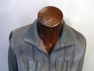 Vintage Hommes Oleg Cassini Gray Suede Bomber Jacket Distressed Long Sleeve 1970's Size Large!