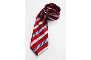 Cravate homme vintage cool - accessoires - cadeau pour lui - rouge rayures bleu blanc classique hommes mens rayé tie - tie look rétro - hommes cravate 48