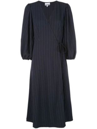 Total Eclipse Pinstripe Wrap Dress
