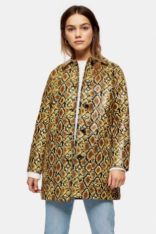 Yellow Snake Print  Coat