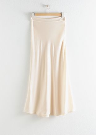 Flowy Satin Midi Skirt