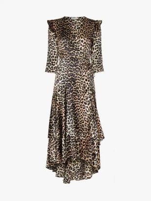 Brown Calla Silk Wrap Dress