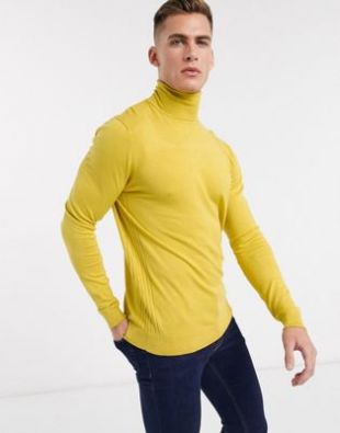 Pull col roulé - Jaune