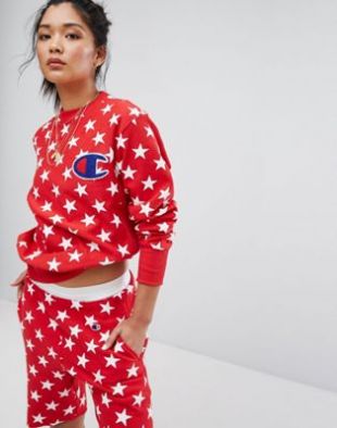 Crew Neck Sweatshirt With All Over Star Print