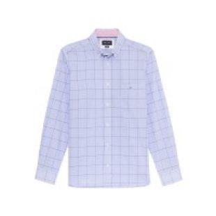 Chemise regular fit en coton imprimÃ© Ã  carreaux bleu ciel