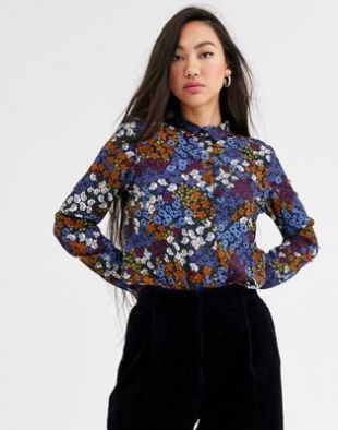 Ditsy floral print blouse in multi