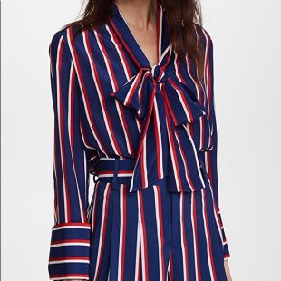 Arie Tie Neck French Cuff Top