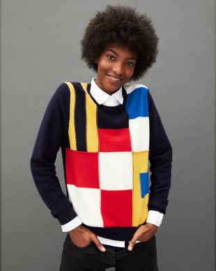 Ras de cou intarsia color-block