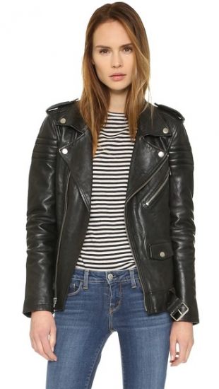 BLK DNM Motorcycle Jacket With Quilted Stripes
