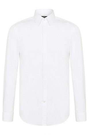 Ilias | Slim Fit, Point Collar Easy Iron French Cuff Cotton Dress Shirt by BOSS