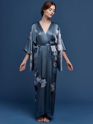 PRINTED SILK JACQUARD FULLY LINED KIMONO MENG