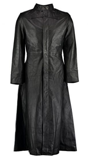 MyLeather - Neo Matrix Black Gothic Style Men's Long Leather Coat (2XL)
