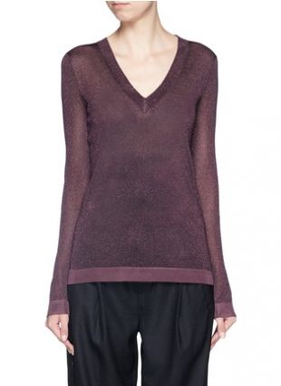 RAG & BONE 'MARIE' LUREX KNIT V-NECK SWEATER