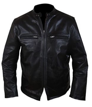 F&H Men's Burnt Bradley Cooper Crunch Cowhide Genuine Leather Jacket