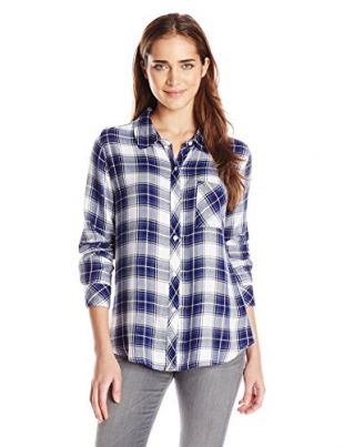 Rails - Rails Women's Hunter Plaid Shirt, White/Fog, X-Small