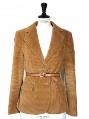MIU MIU Veste blazer en velours côtelé camel noisette Px boutique 680€ Taille 38