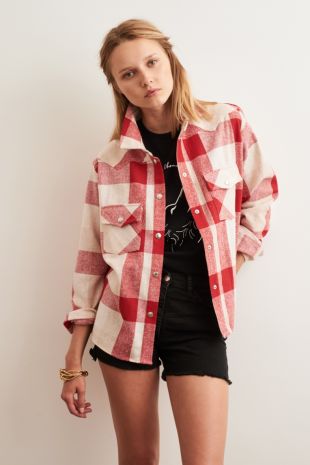 Sur chemise gros carreaux blancs et rouges