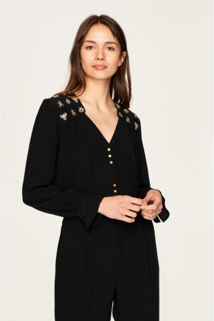 Chemise broderie insecte en différents coloris