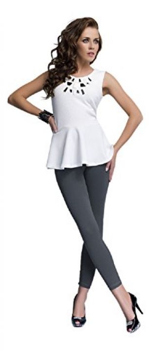 OssaFashion Leggins Leggings pour Femme Tous Les Jours en Coton Pleine Long Longueur à la Cheville 36 38 40 42 44 46 (36, Gris)