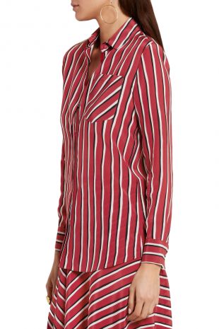 Striped silk crepe de chine shirt