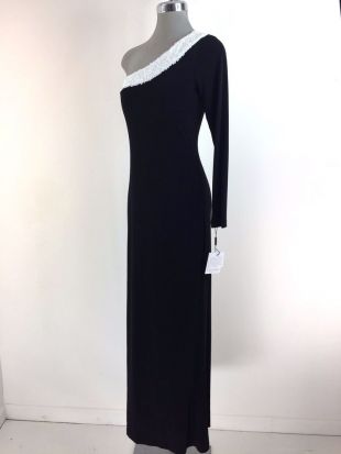 Calvin Klein NWT Beautiful Black/White Women's  One Shoulder Sequin Gown | eBay