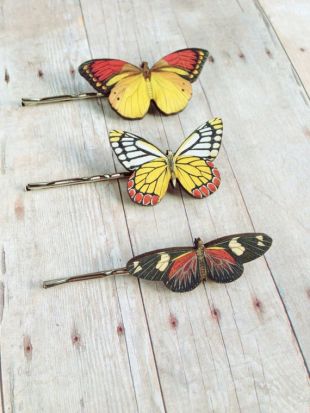 Red Yellow Black Butterfly Hair Accessory Fairy Barrette
