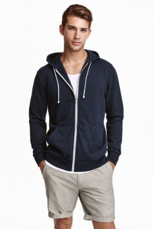 H&M - H&M Veste ?� capuche Bleu fonc?� chin?�