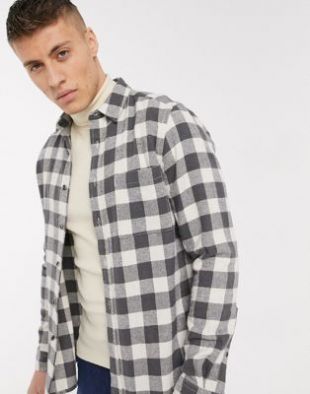ASOS DESIGN - Chemise à carreaux vichy coupe classique en flanelle - Gris | ASOS