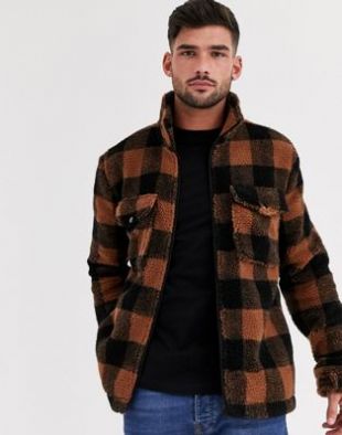 Brave Soul - Veste zippée en imitation peau de mouton à carreaux | ASOS