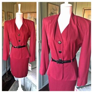 80s Does 40s, 80s Power Suit, Rockabilly Dress, Costume femme, Robe des années 80, Robe ceinturée Moyen