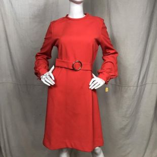 Robe rouge de Mod animaux morts / / robe à manches longues ceinturé Gay Gibson taille 6