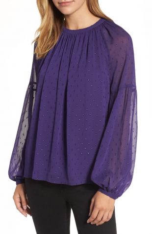 Clip Dot Peasant Top