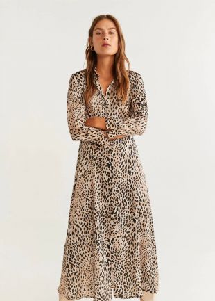 Leop­ard Print Shirt Dress