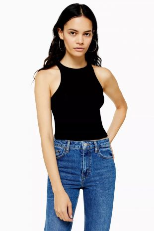 Topshop - Black Premium Racer Top Black