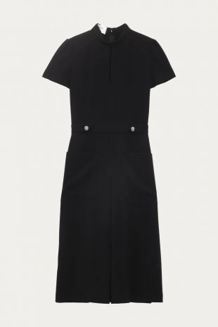 ROBE MIDI COL MONTANT NOIR