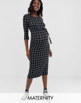 mamalicious - Maternity Grid Check Midi Dress