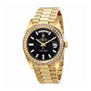 Rolex Oyster Perpetual Day-Date Black Dial Automatic Mens 18 Carat Yellow Gold President Watch 228348BKDP