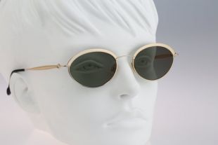 Lunettes de soleil ovales à sourcils dorés des années 90, Mondi 2404, vintage 90s uniques lunettes de soleil ovale en or browline design, NOS