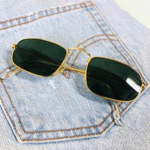 Vintage Gold Frame Authentic 90s Made High Quality Wire Frame Lunettes de soleil avec lentille en verre