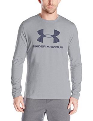 Under Armour Sportstyle del Hombres Manga Larga Camiseta, Hombre, 1277647, Negro y Gris, Medium