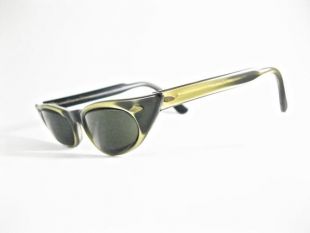 lunettes vintage cateye lunettes noires or 1950s rétro cadres rockabilly eyewear corne bordée années 1960