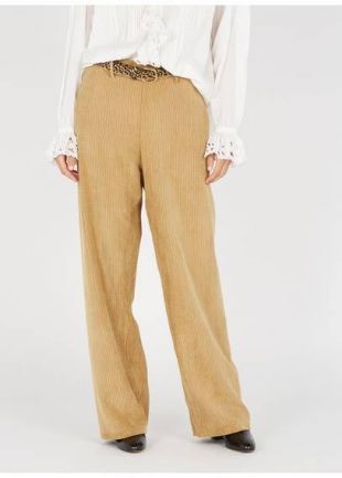 PANTALON DROIT EN VELOURS CÔTELÉ  BEIGE