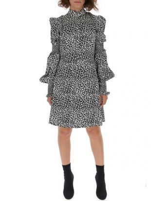 Leopard Print Ruffle Sleeve Dress